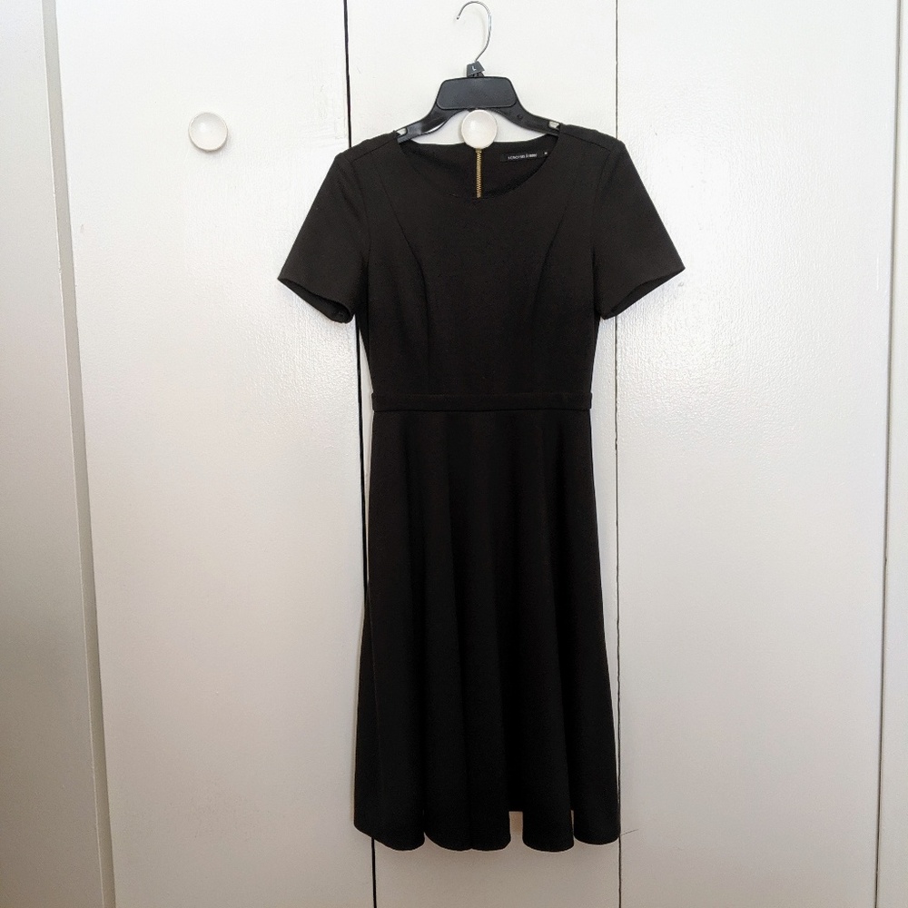 A-line black midi dress